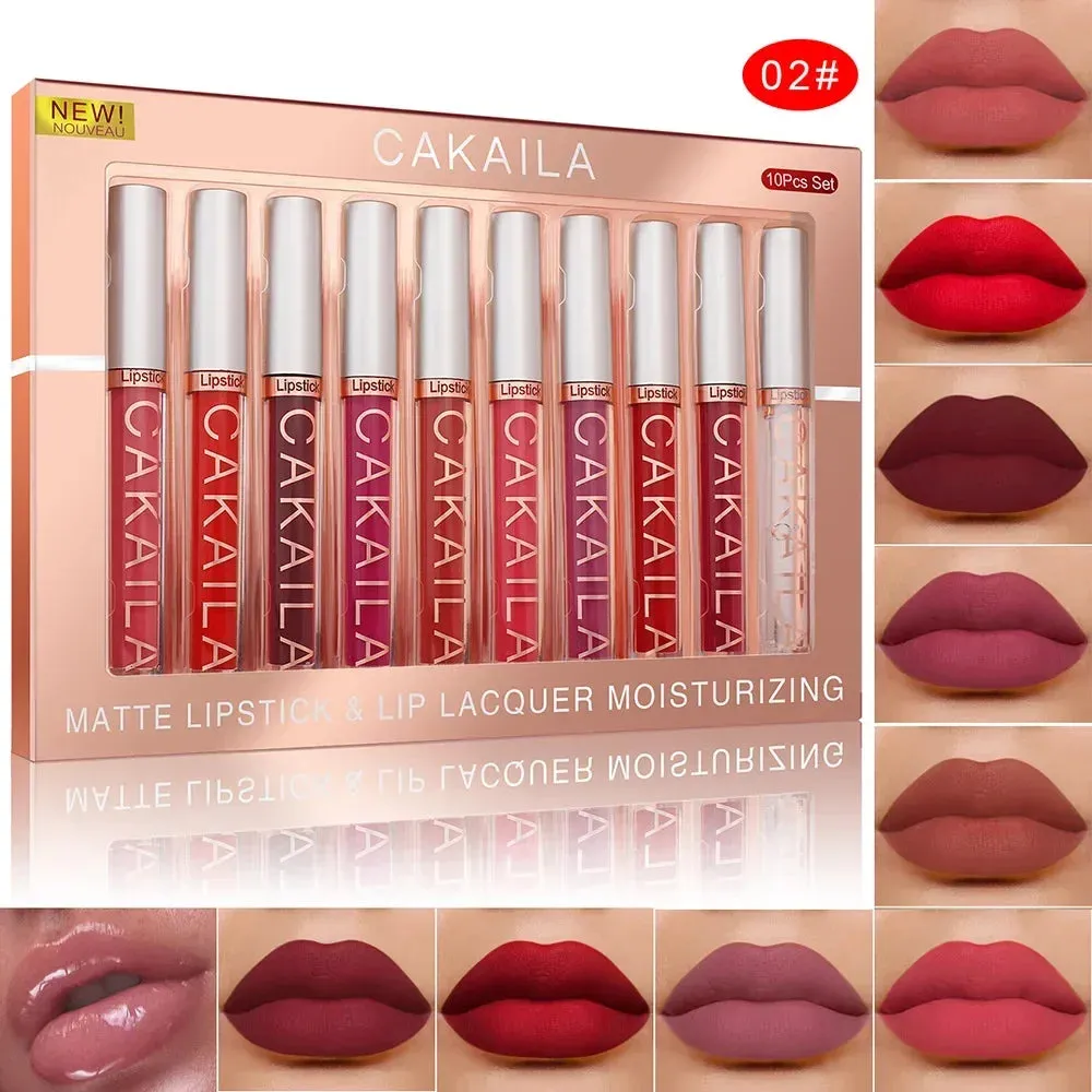 10 PCS Lipstick Set Makeup Waterproof Long lasting Matte lipstick