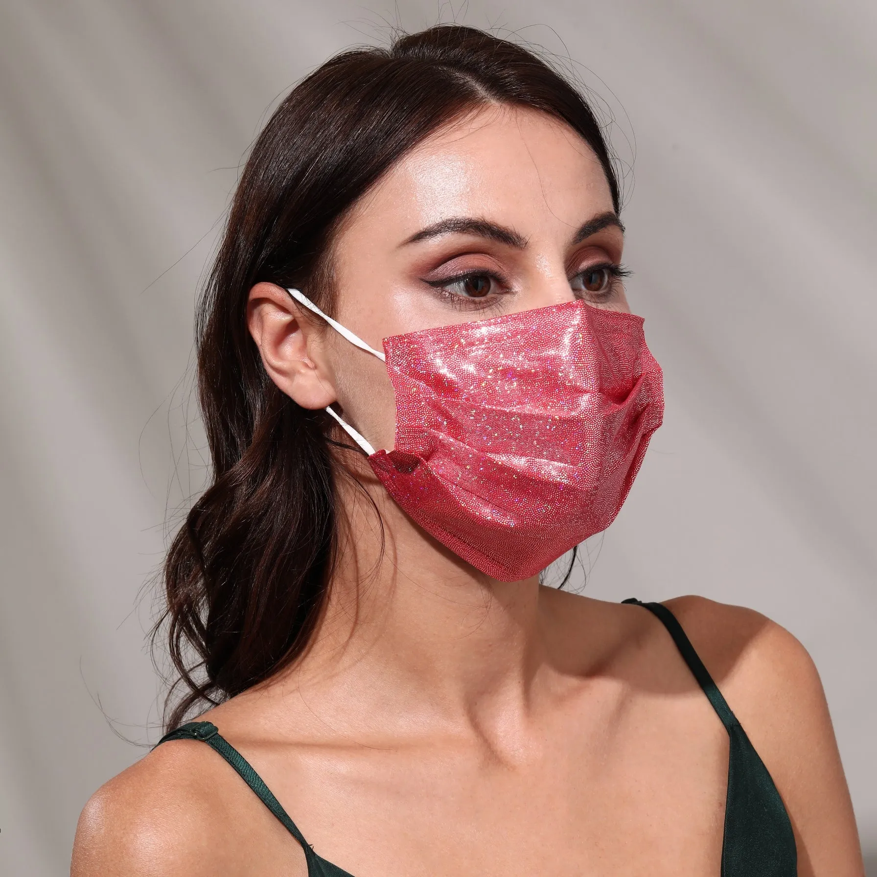 3-Ply Face Masks, Dark Pink Shine