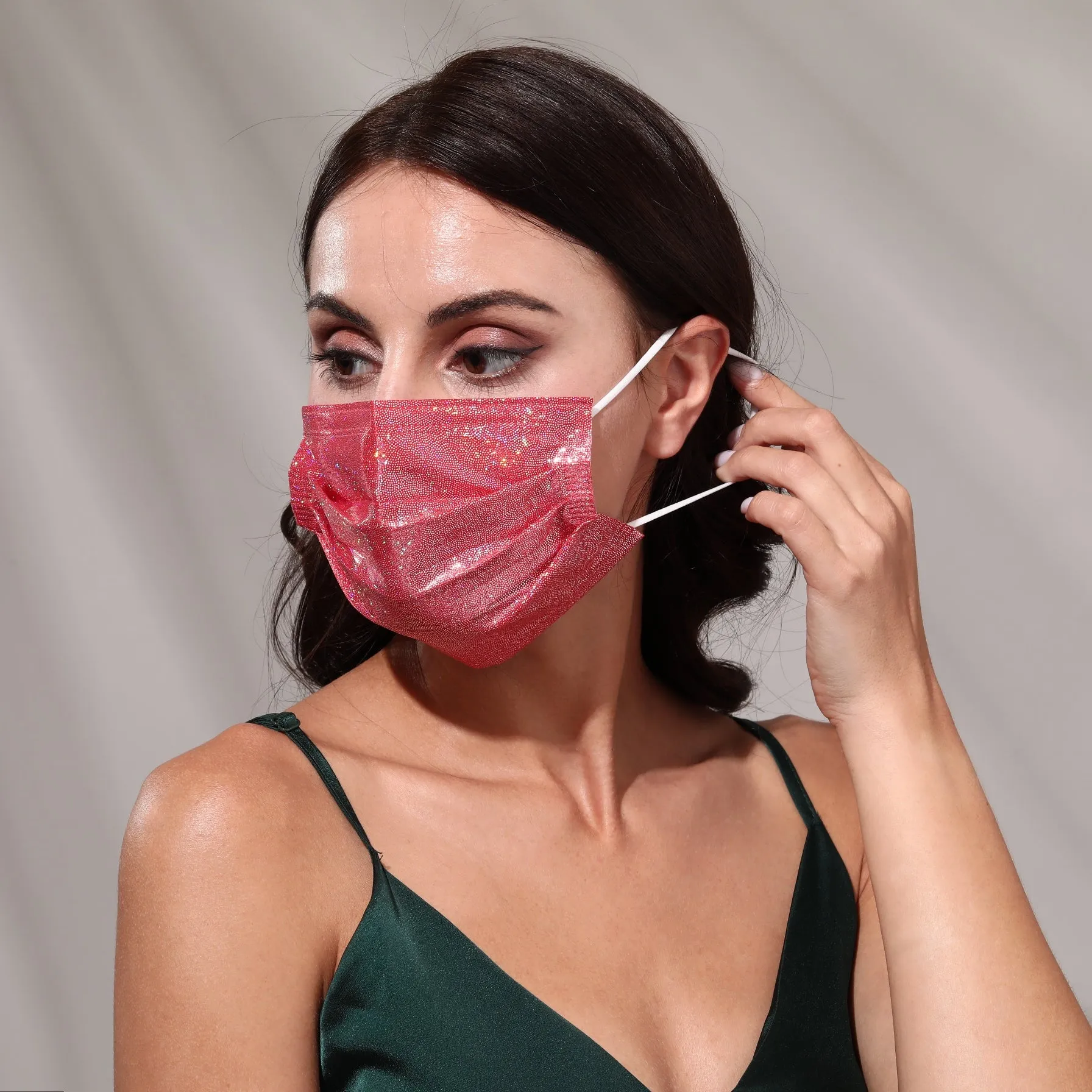 3-Ply Face Masks, Dark Pink Shine