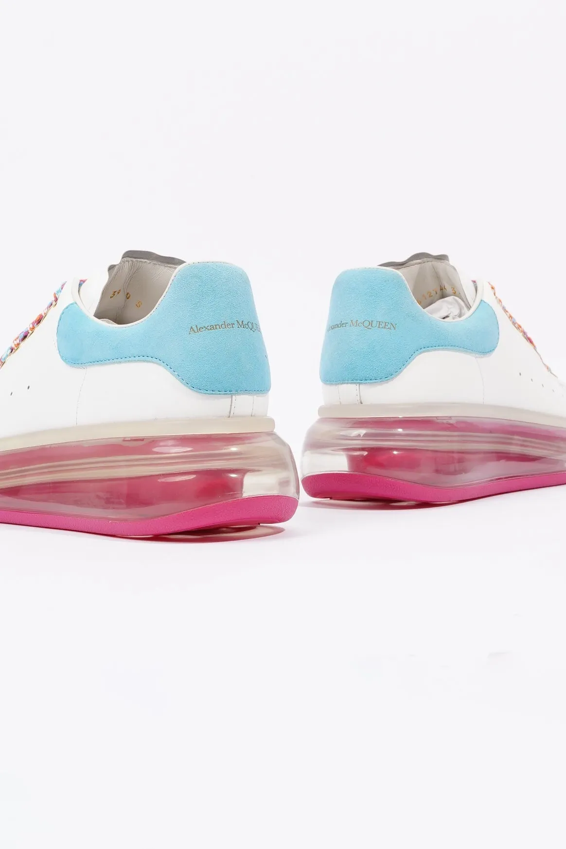 Alexander McQueen Womens Oversized Bubble Sneaker Baby Blue Tab / Pink Bubble EU 39 / UK 6