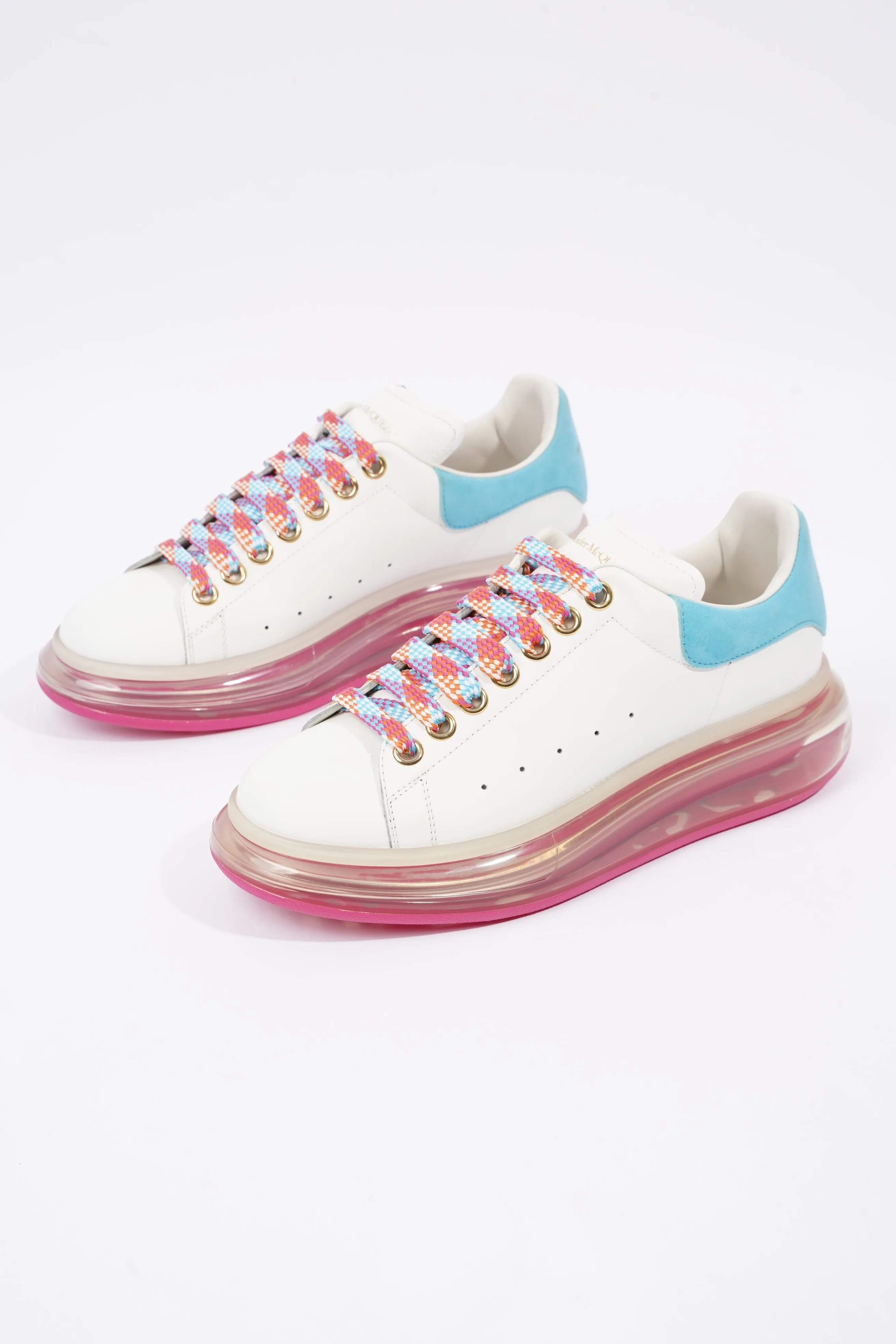 Alexander McQueen Womens Oversized Bubble Sneaker Baby Blue Tab / Pink Bubble EU 39 / UK 6