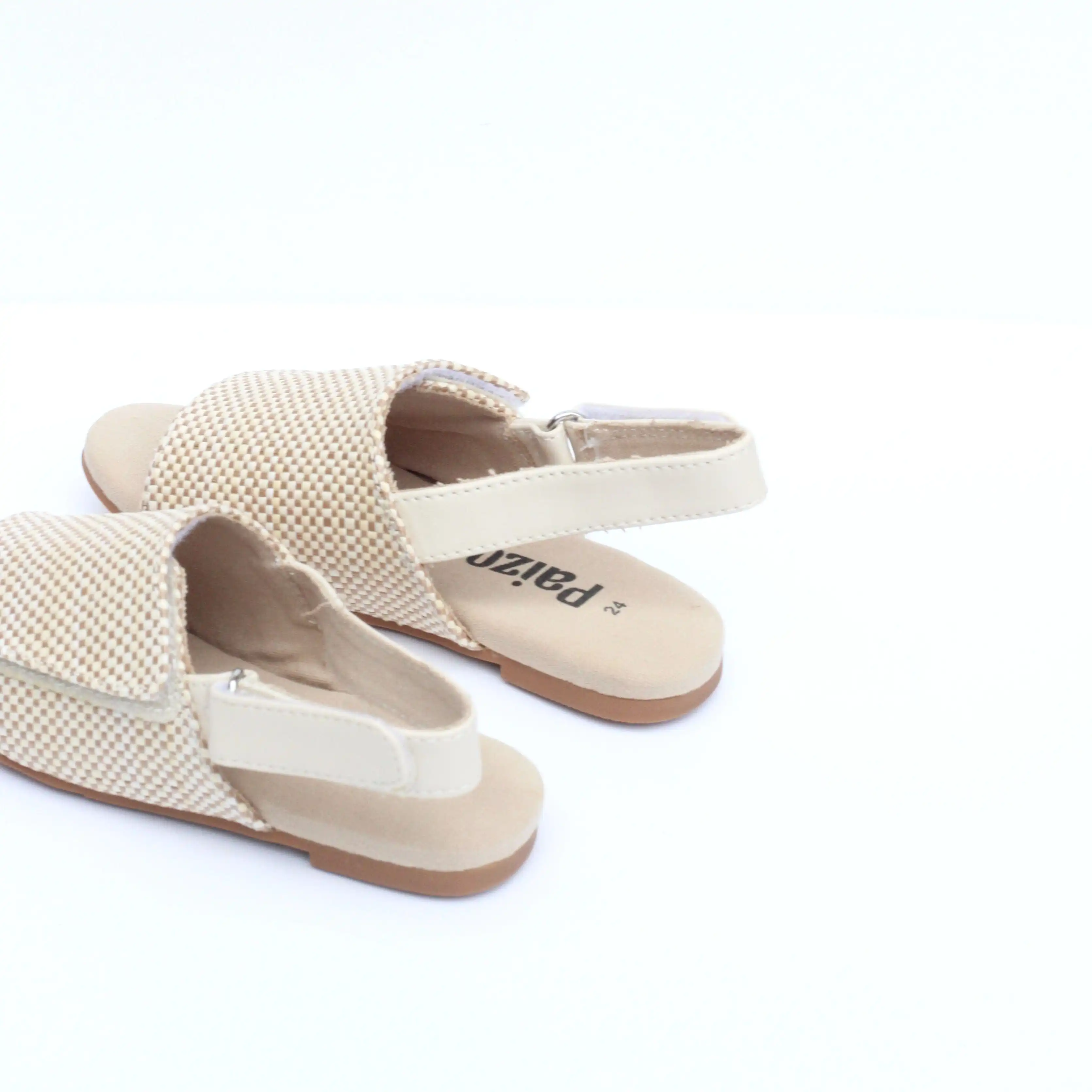 Ammos Hessian & Vegan Leather Velcro Kids Sandals | Beige Hessian