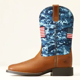 'Ariat' Youth 8 Patriot Western Square Toe - Grand Canyon / Blue Camo