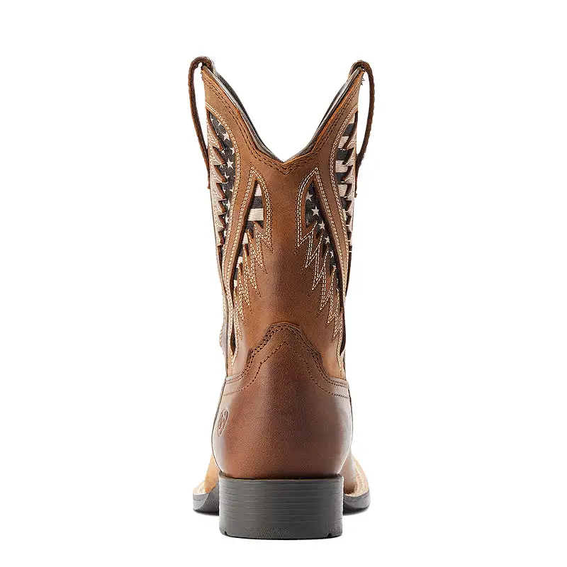 'Ariat' Youth 9 Quickdraw VentTek Western Square Toe - Distressed Tan