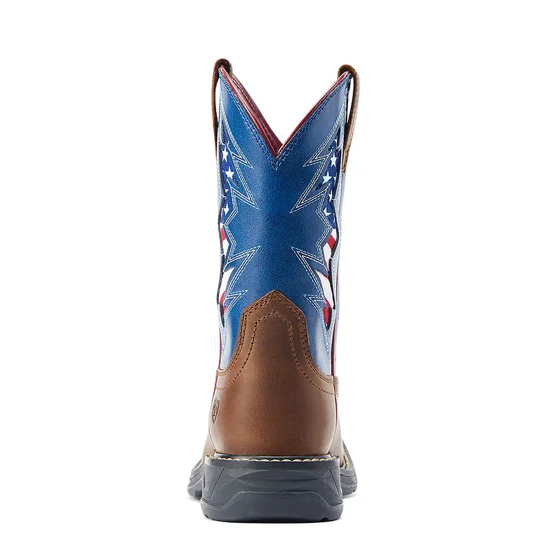 'Ariat' Youth 9 WorkHog XT VentTek Western Square Toe - Brown / Blue