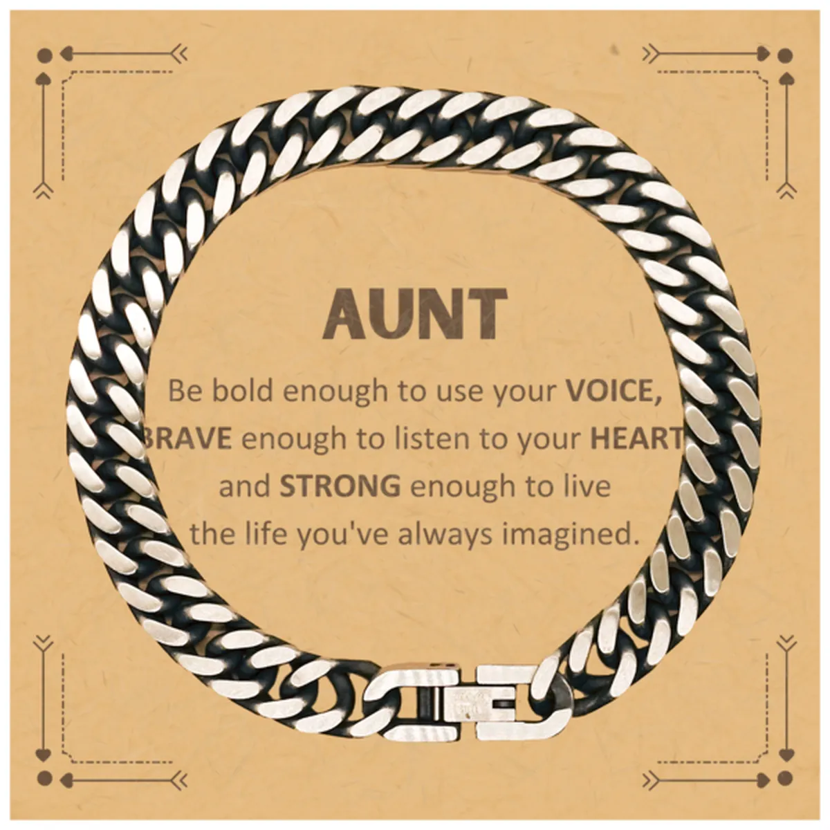 Aunt Cuban Link Chain Bracelet, Live the life you've always imagined, Inspirational Gifts For Aunt, Birthday Christmas Motivatio