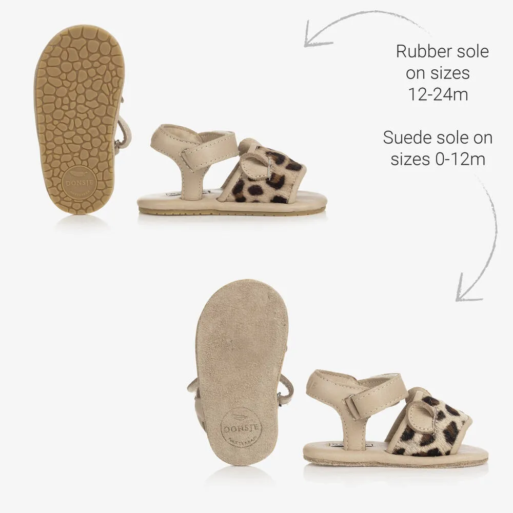 Baby Girls Beige Leather Sandals