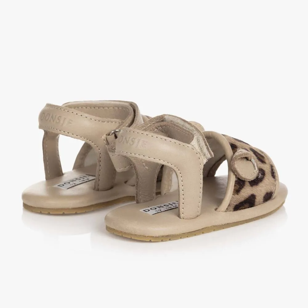 Baby Girls Beige Leather Sandals