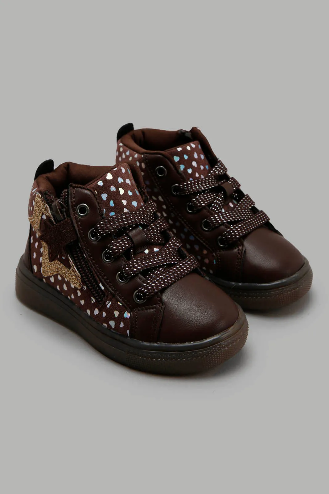 Baby Girls Brown High-Top Sneaker