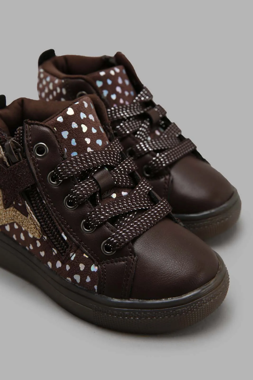 Baby Girls Brown High-Top Sneaker