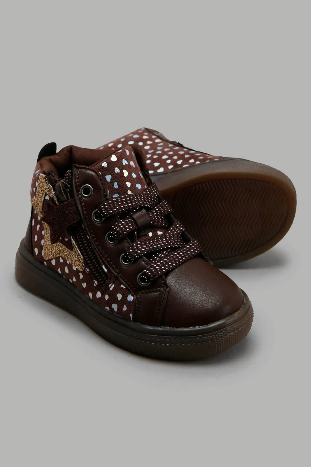 Baby Girls Brown High-Top Sneaker