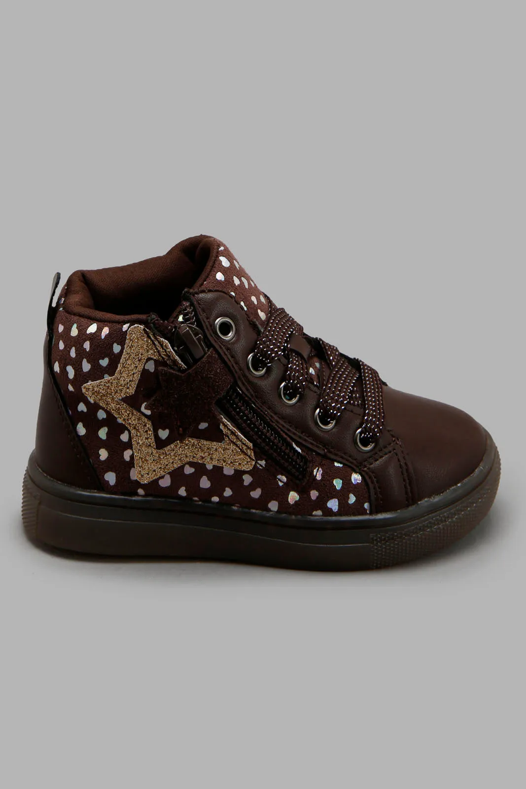 Baby Girls Brown High-Top Sneaker