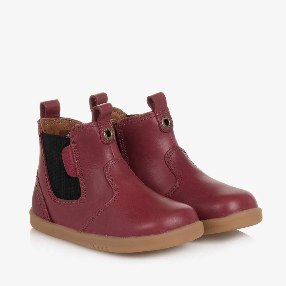 Baby Girls Burgundy Red Leather Chelsea Boots