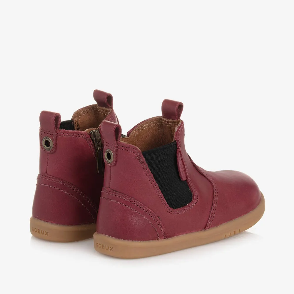 Baby Girls Burgundy Red Leather Chelsea Boots