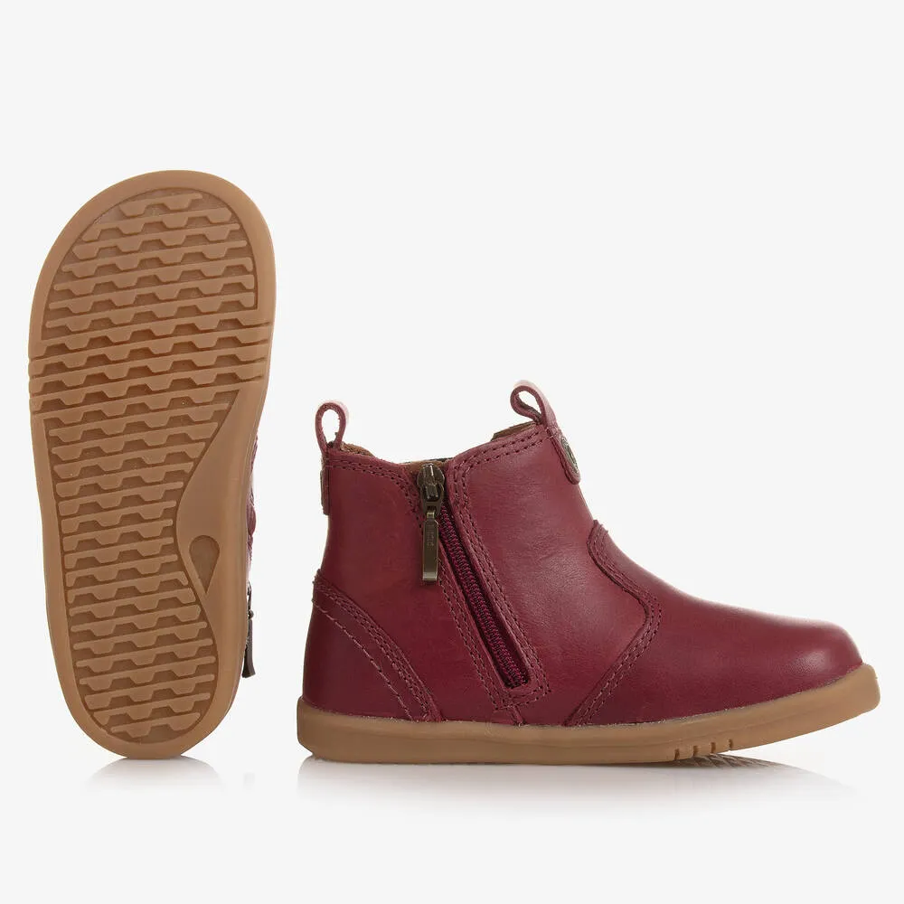 Baby Girls Burgundy Red Leather Chelsea Boots