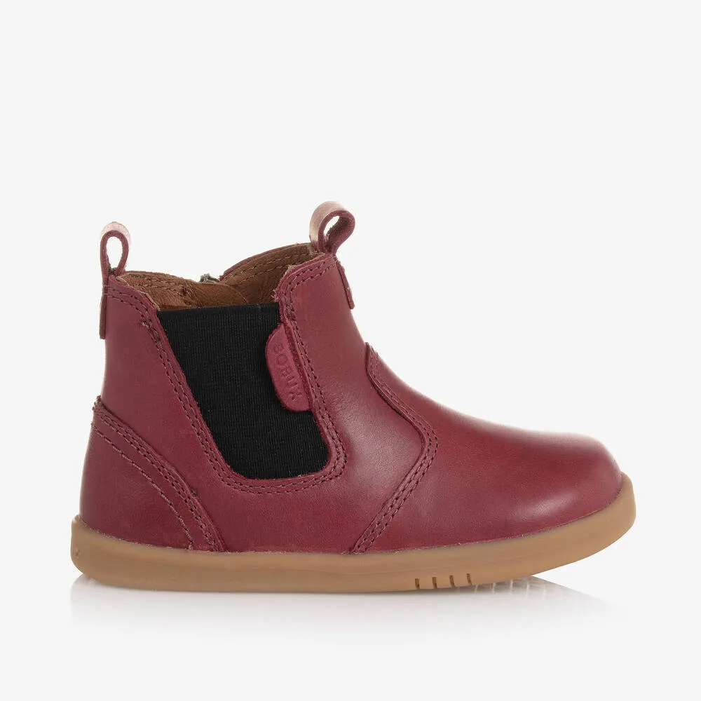 Baby Girls Burgundy Red Leather Chelsea Boots