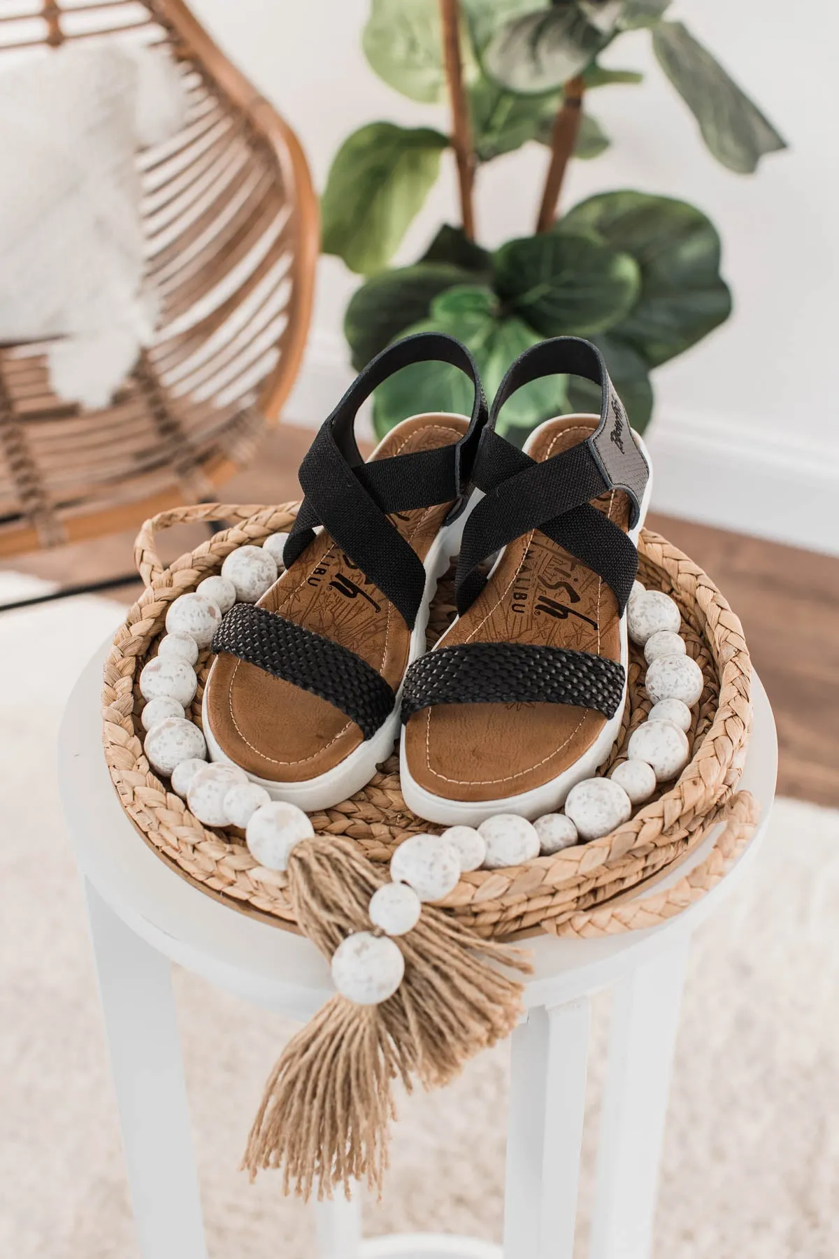 Blowfish Tarin Sandals- Black Meteorite/Amazon Rawhide