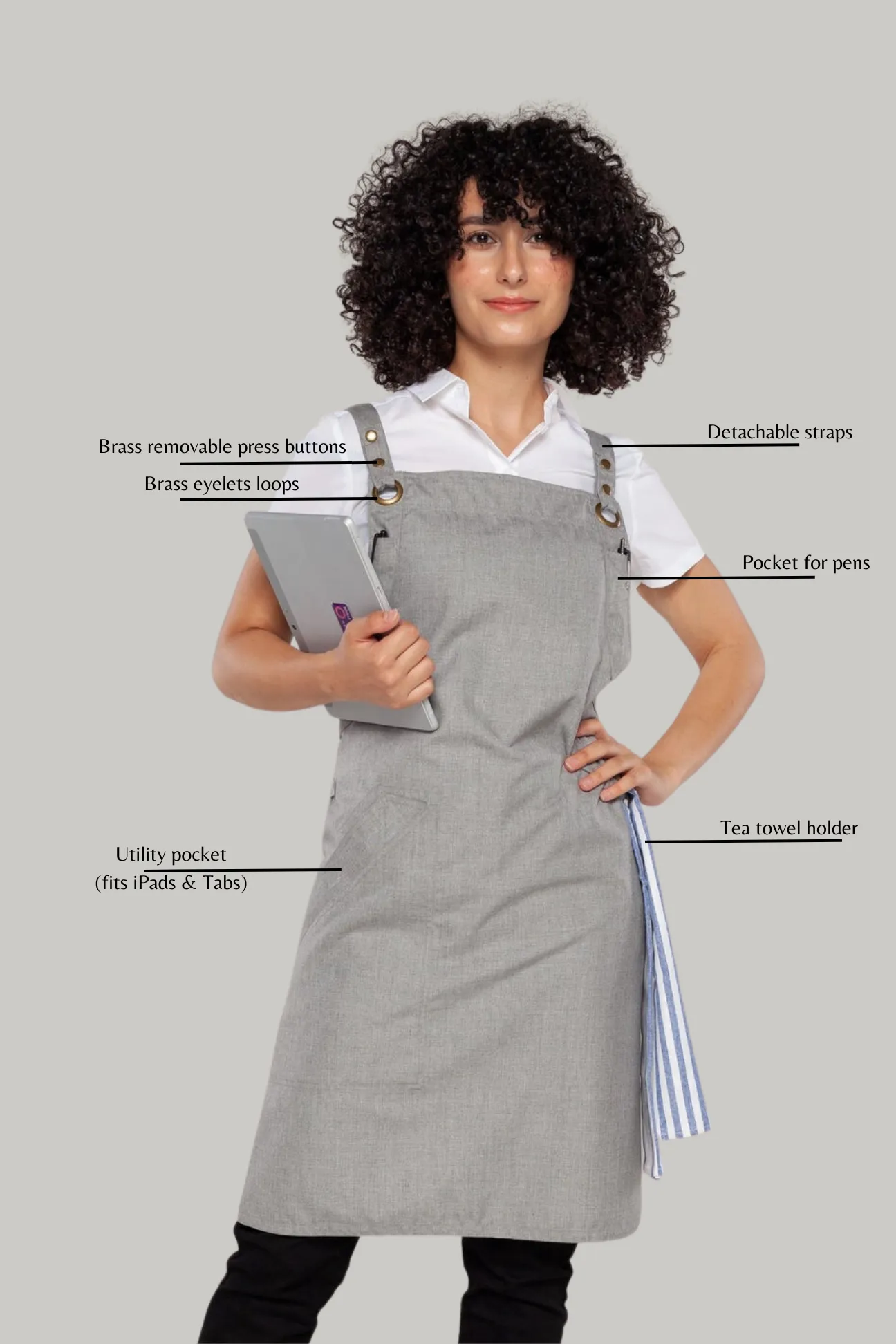 Bondi Crossover Apron  Interchangeable straps Steel grey