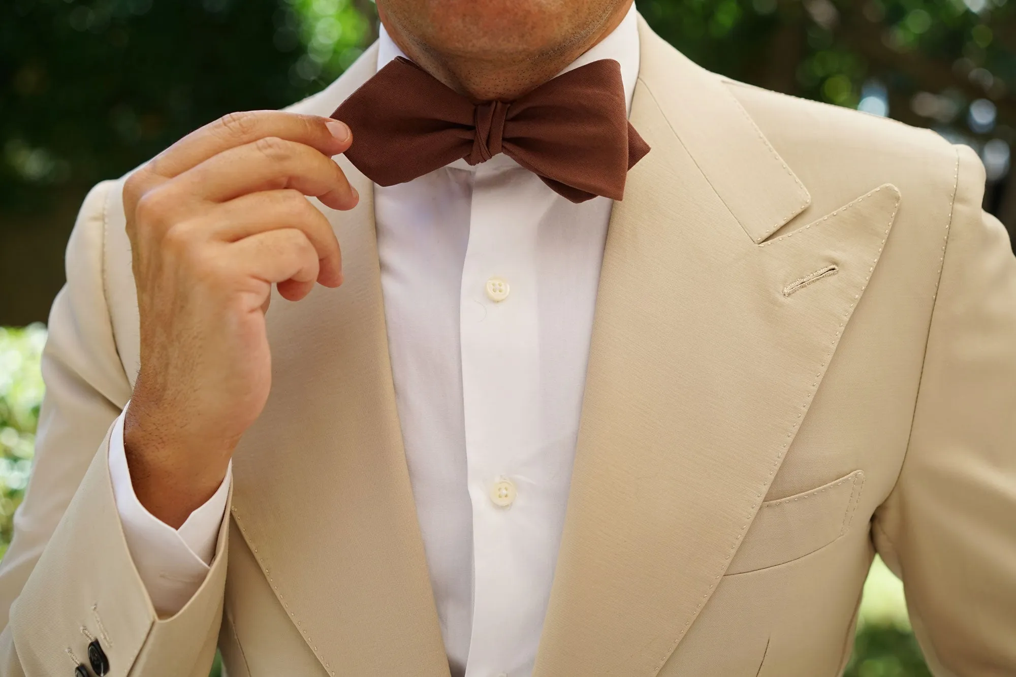 Brown Cotton Self Tie Diamond Bow Tie