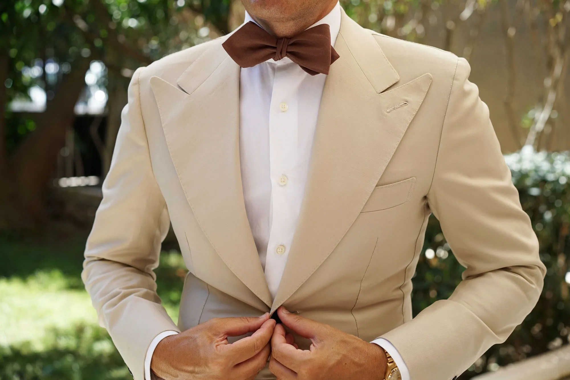 Brown Cotton Self Tie Diamond Bow Tie