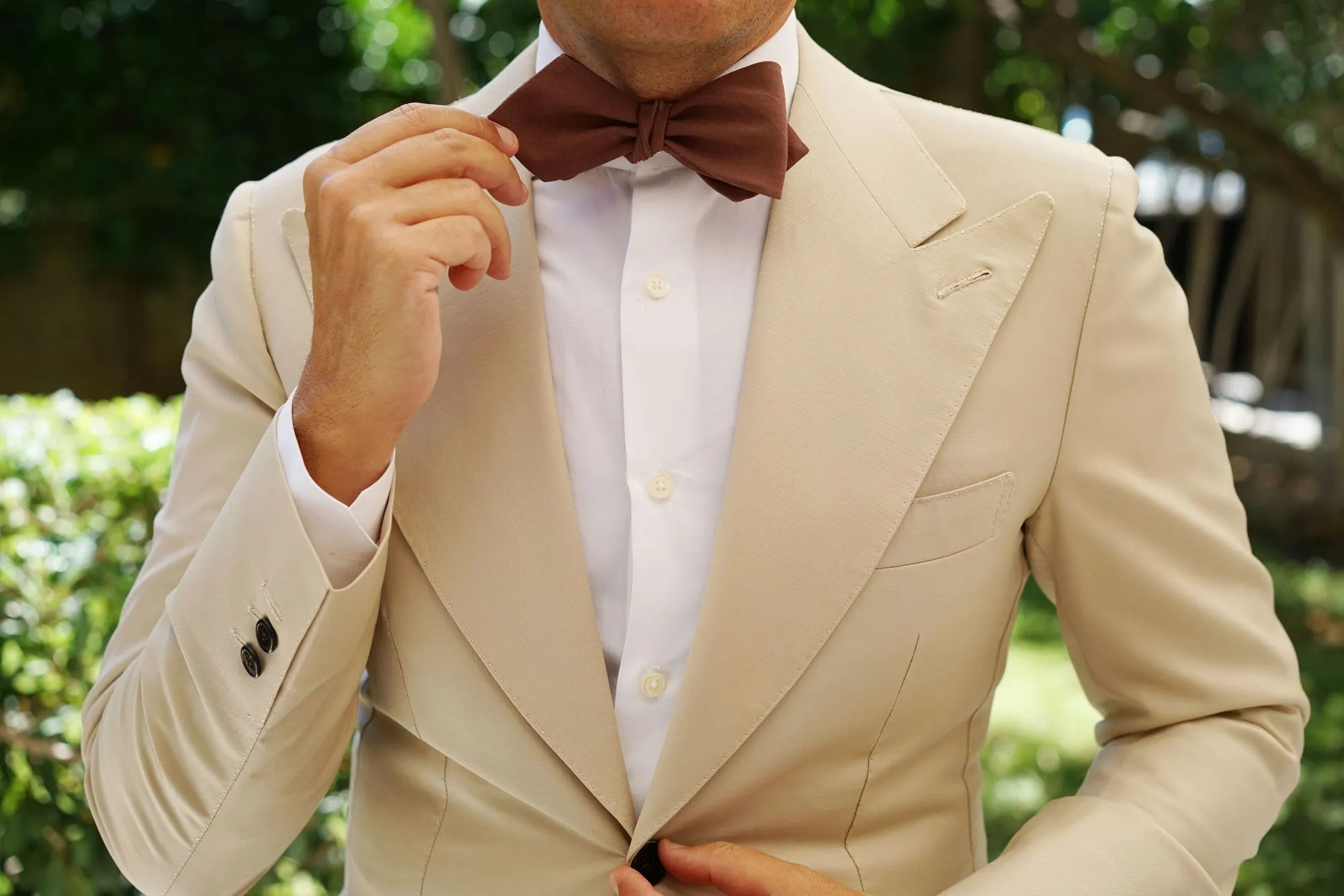 Brown Cotton Self Tie Diamond Bow Tie