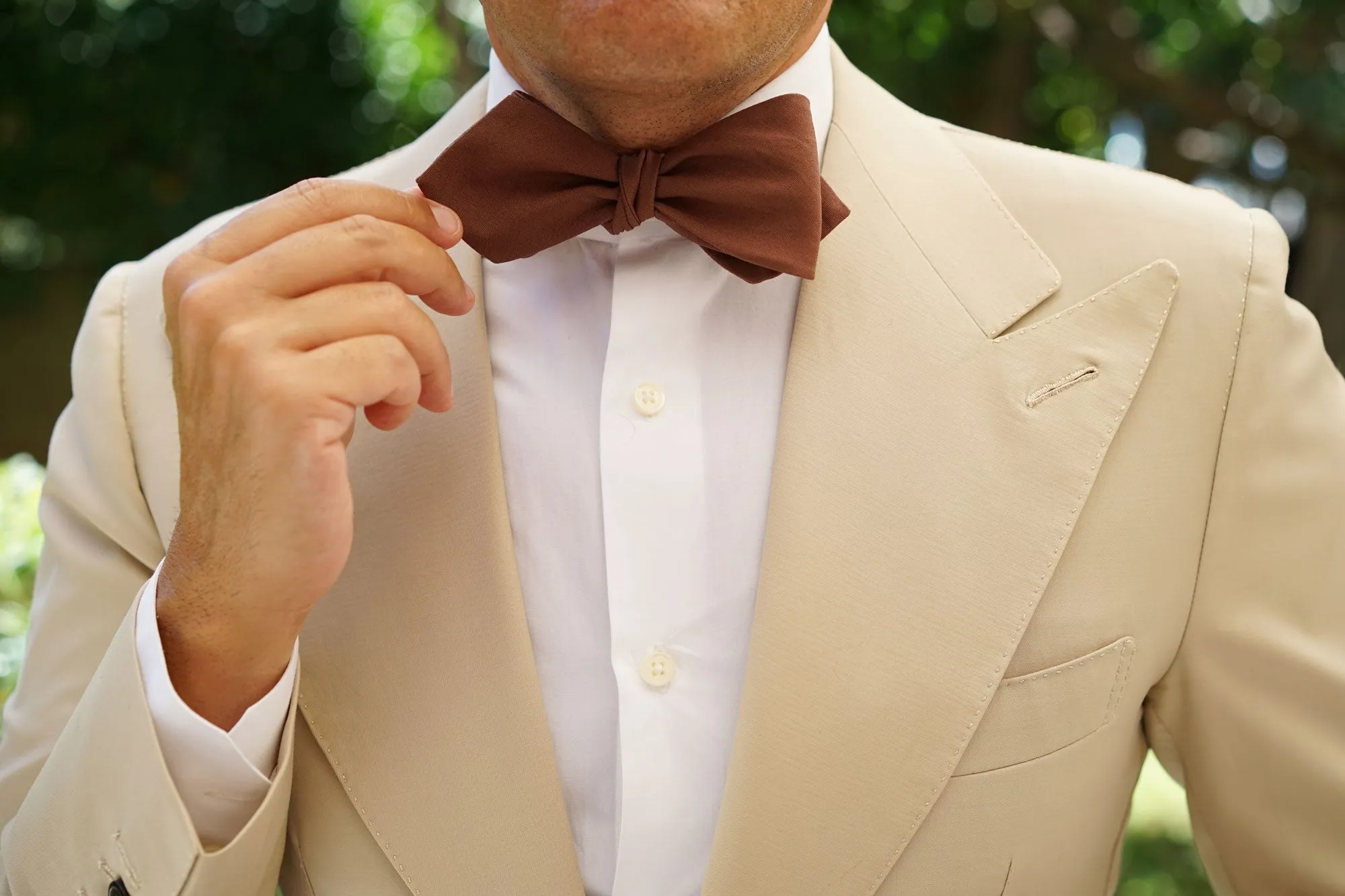 Brown Cotton Self Tie Diamond Bow Tie