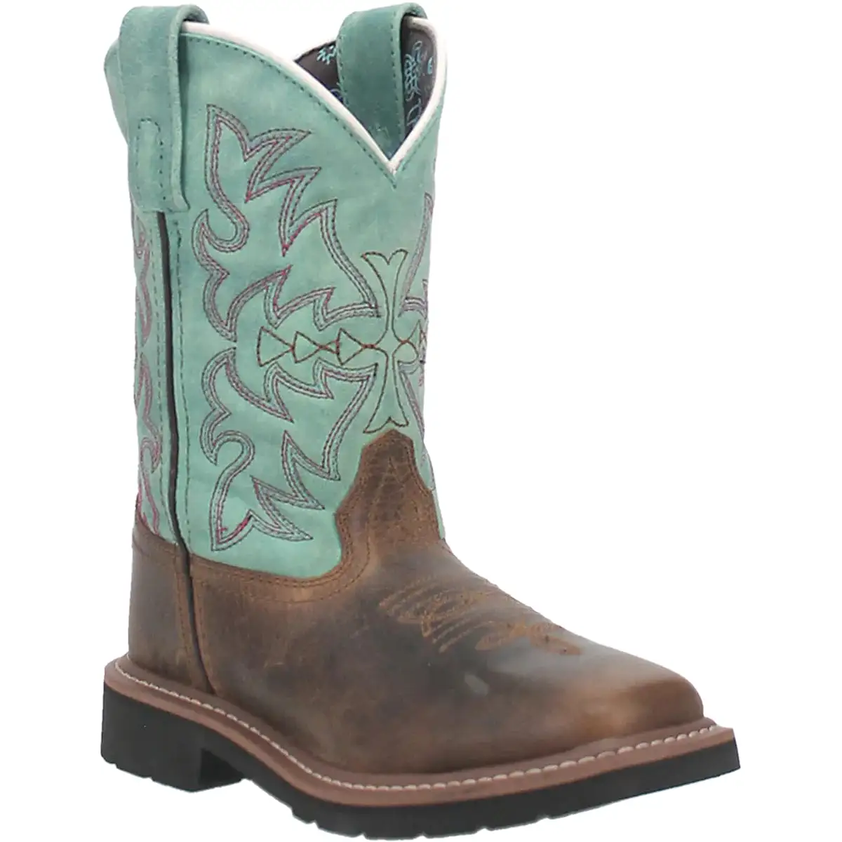 'Dan Post' Children's 8 Nia Western Square Toe - Brown / Turquoise