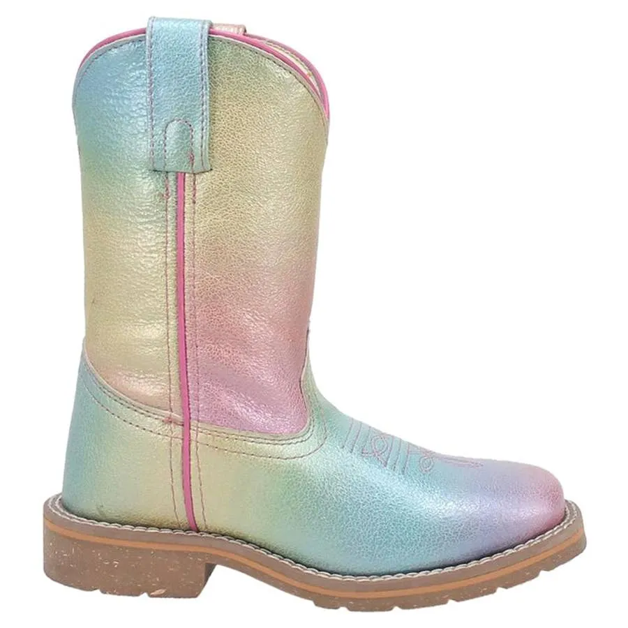 Dan Post Girl's Ombre Pastel Broad Square Toe Leather Boots - Multi