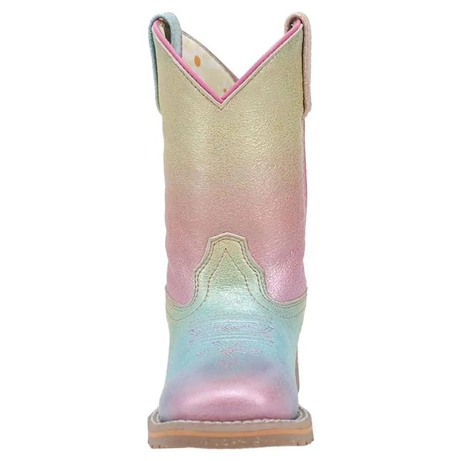 Dan Post Girl's Ombre Pastel Broad Square Toe Leather Boots - Multi