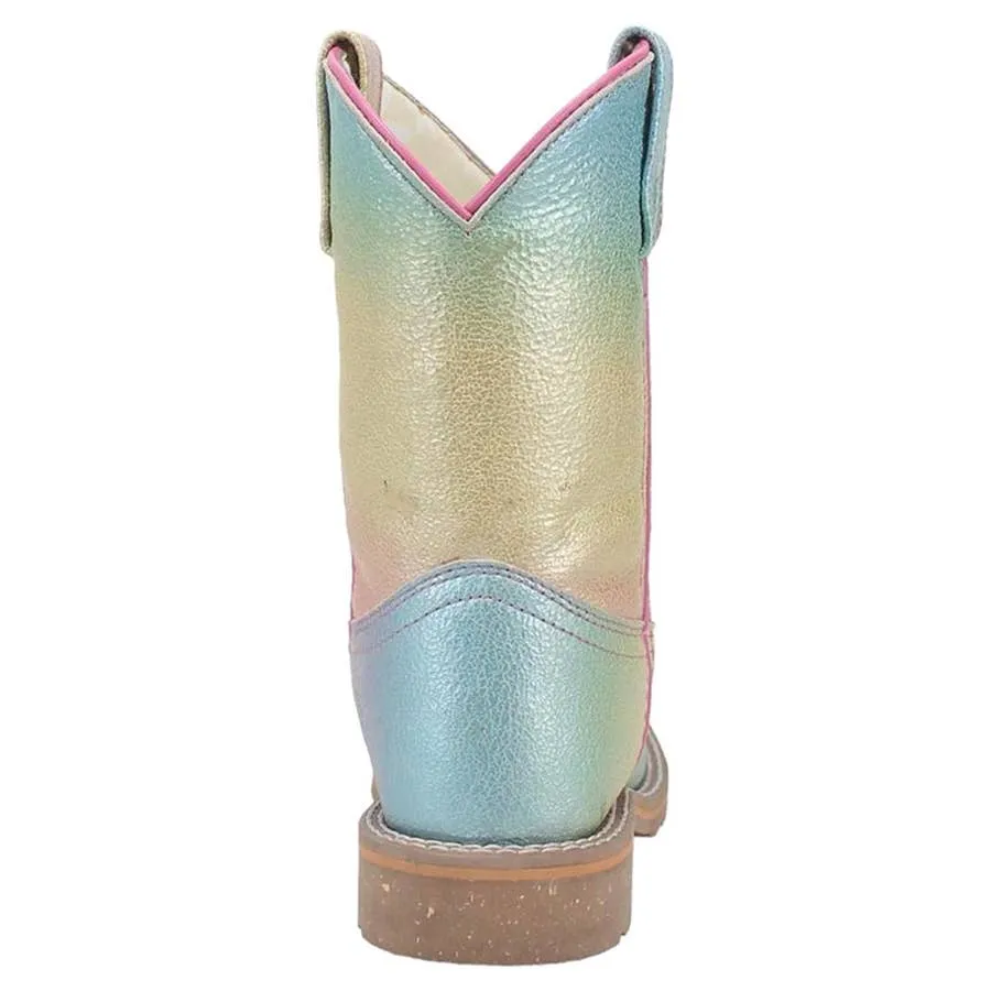 Dan Post Girl's Ombre Pastel Broad Square Toe Leather Boots - Multi