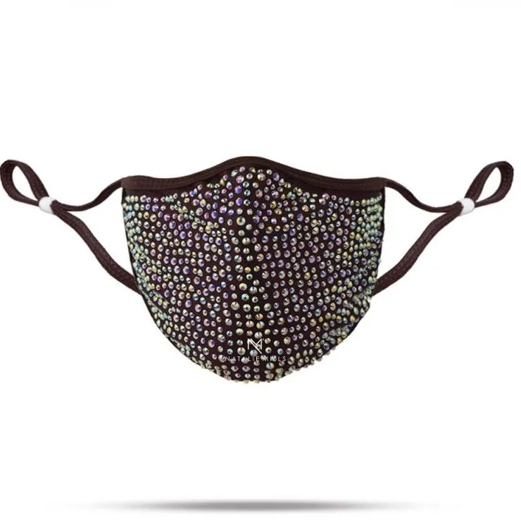 Destiny Crystal Face Mask - Dark Brown with AB Crystals