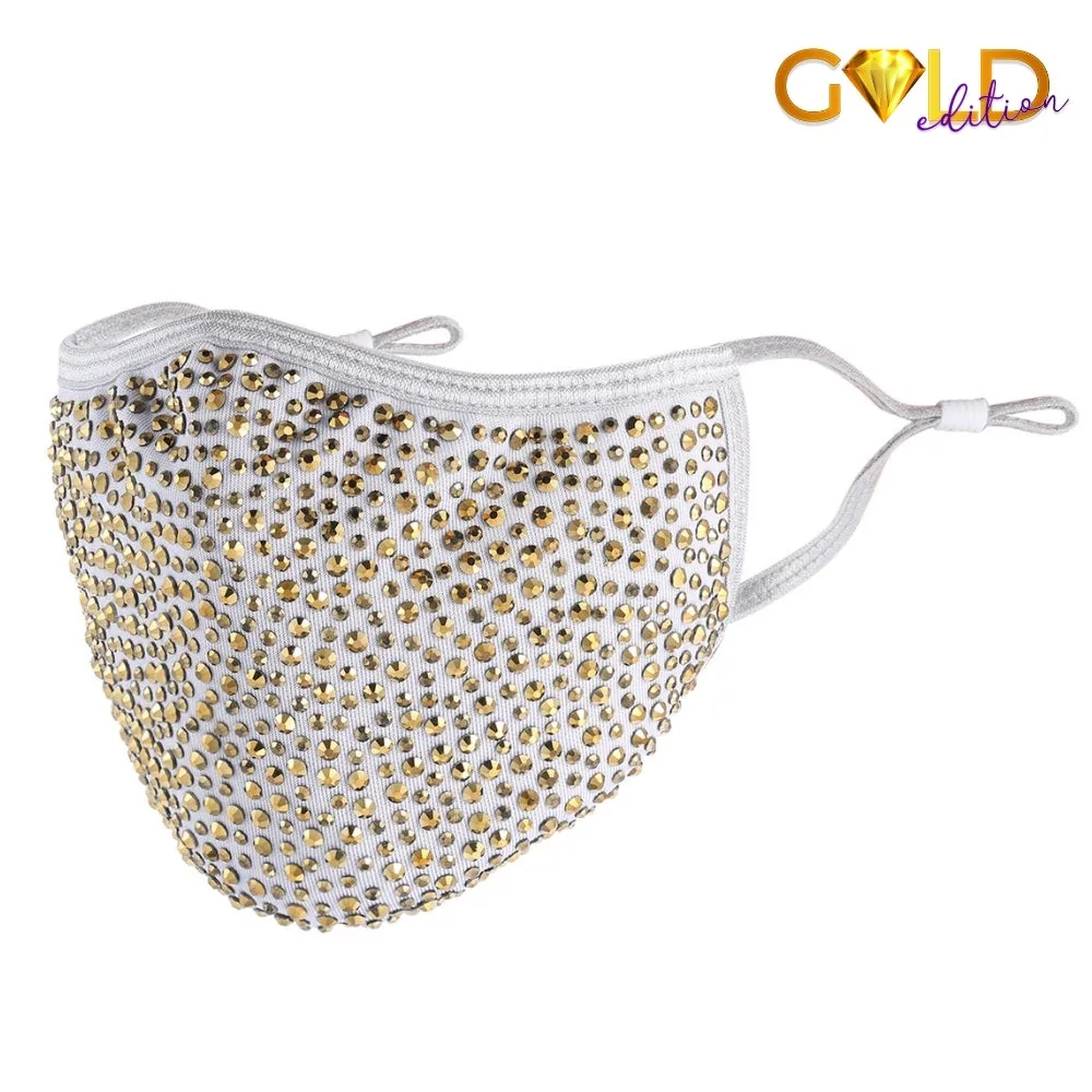 Destiny Gold Crystal Face Mask - Grey