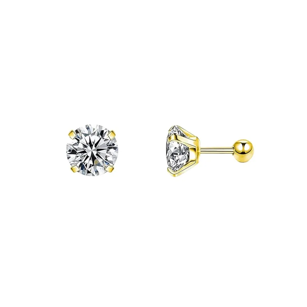 Diamond Barbell Earring - Gold