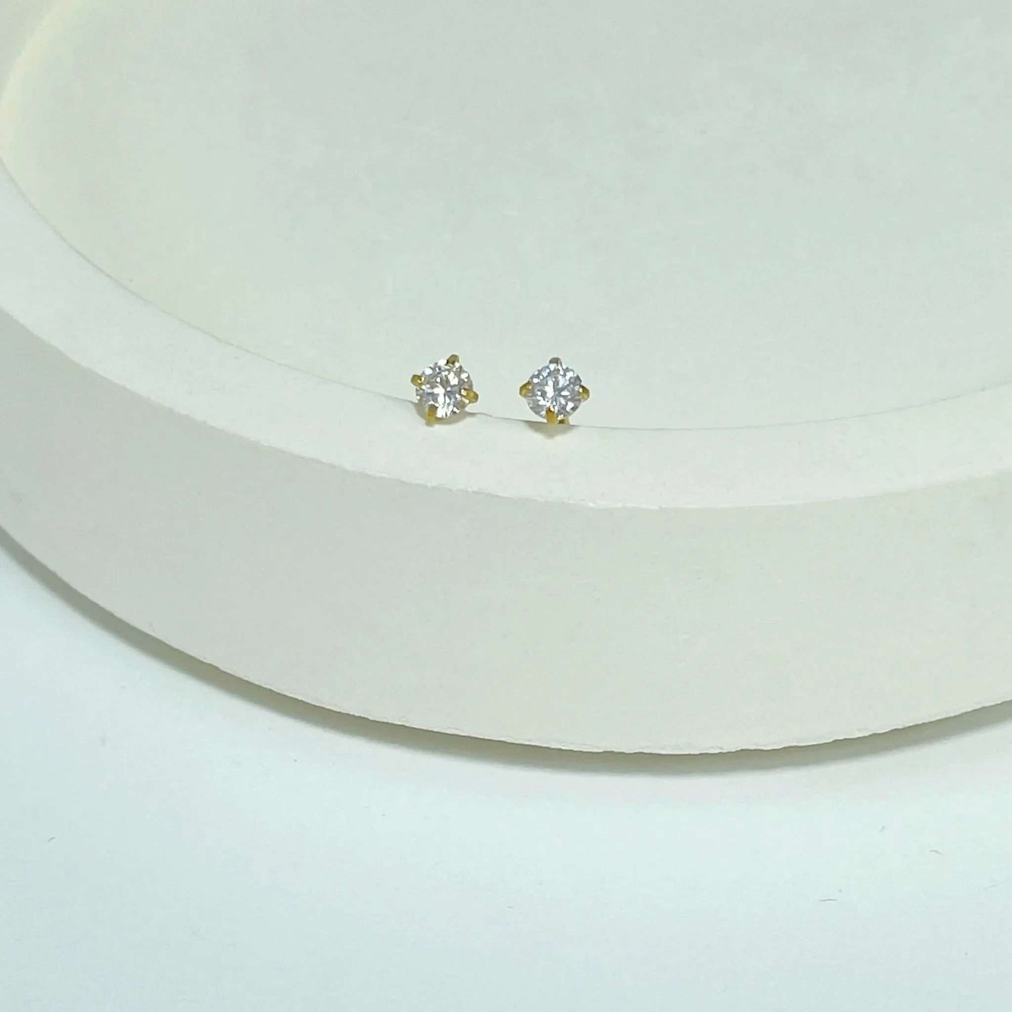 Diamond Barbell Earring - Gold