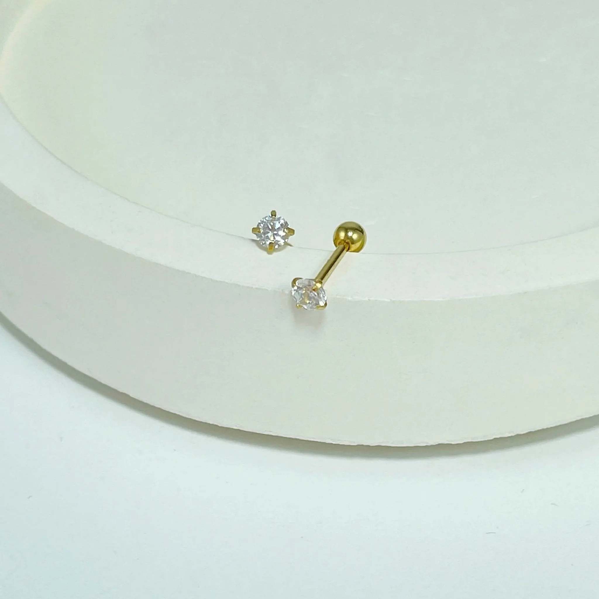 Diamond Barbell Earring - Gold