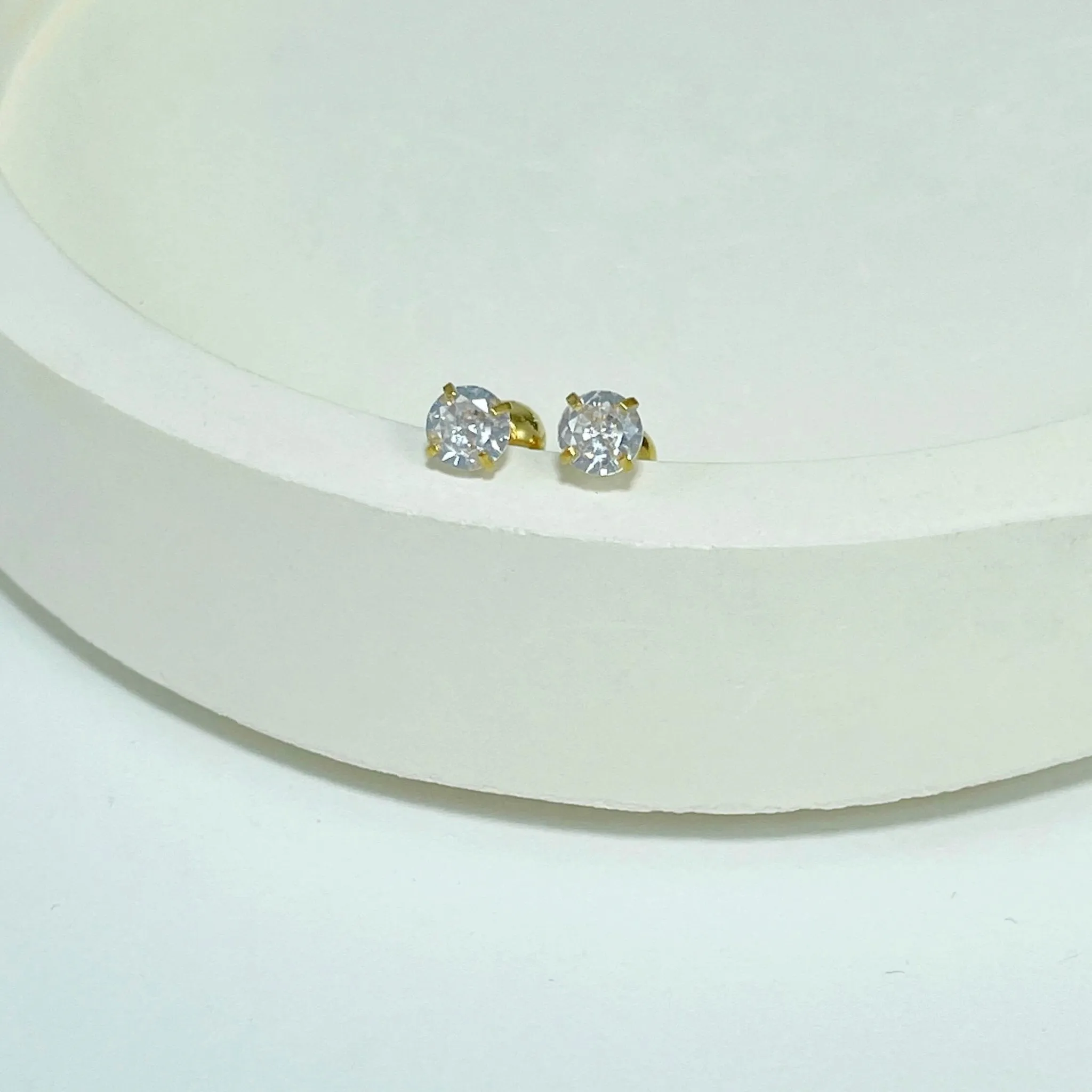 Diamond Barbell Earring - Gold