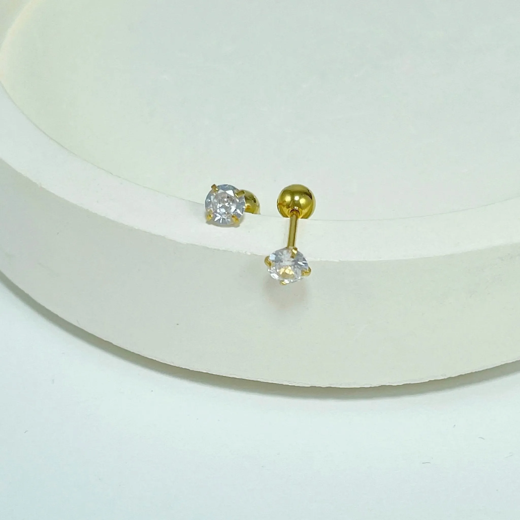 Diamond Barbell Earring - Gold