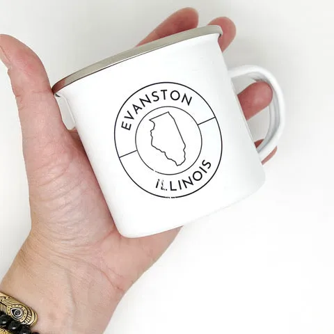 Evanston, Illinois Metal Mug - White