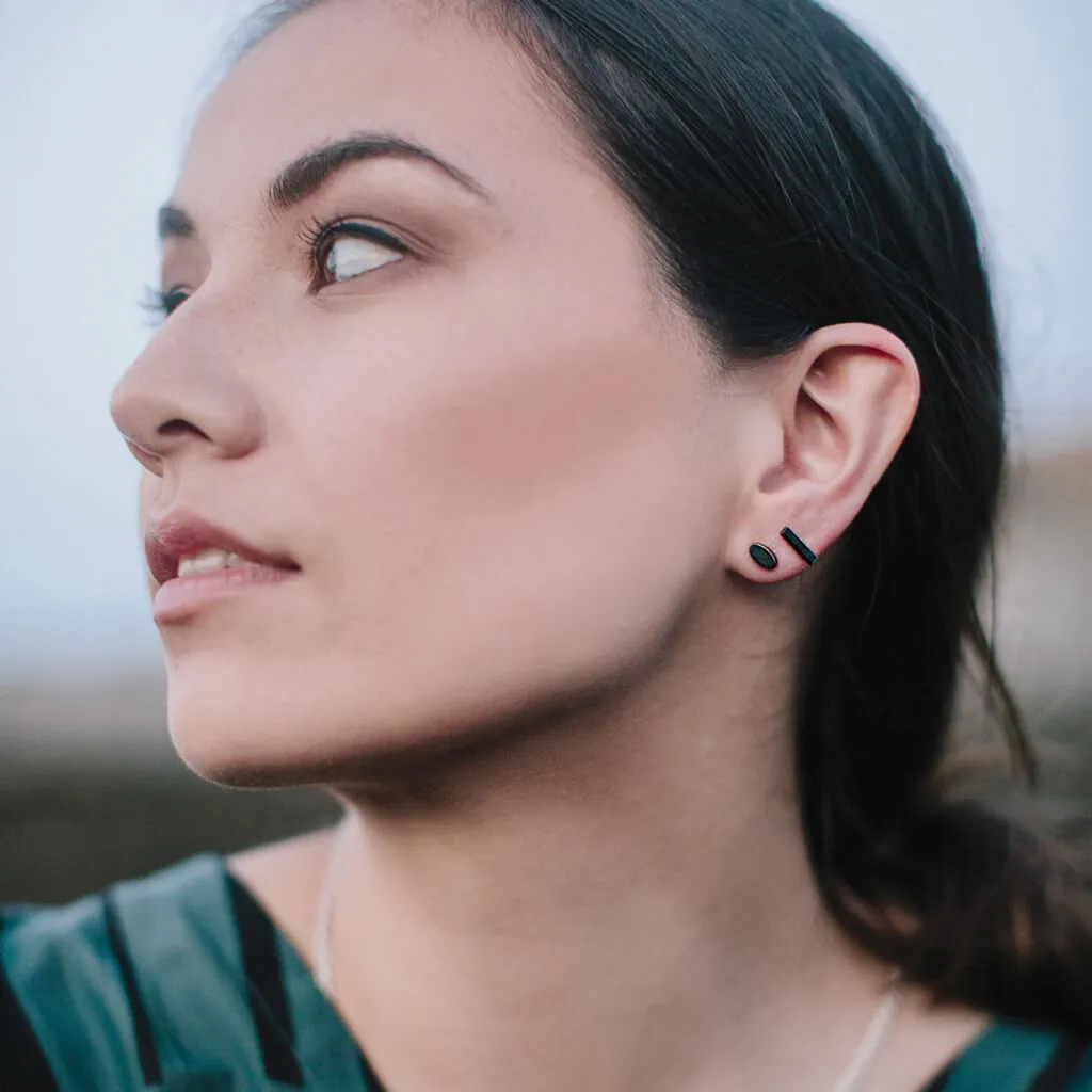 Forage Stud Earring Set of 3 Pairs - Oxidized Brass