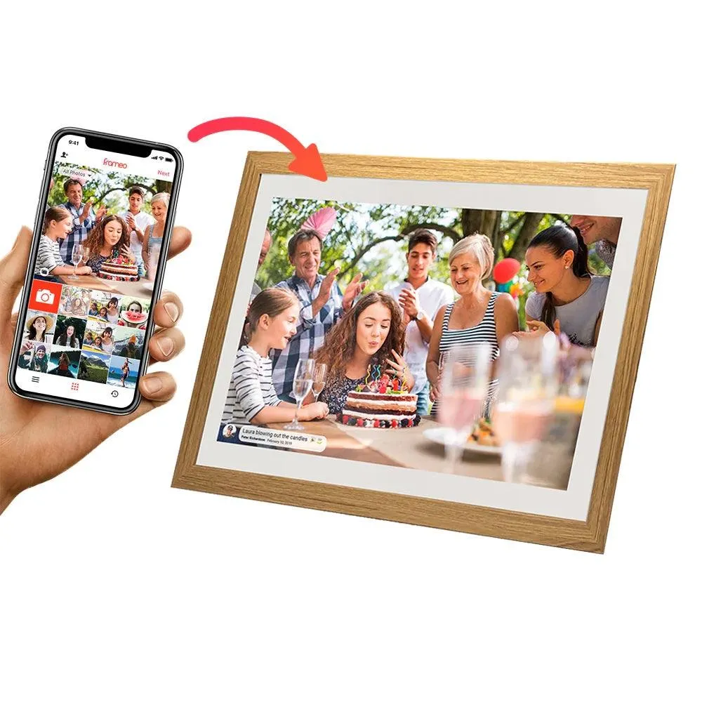 Frameo 15.6 Smart WiFi Digital Photo Frame White Oak