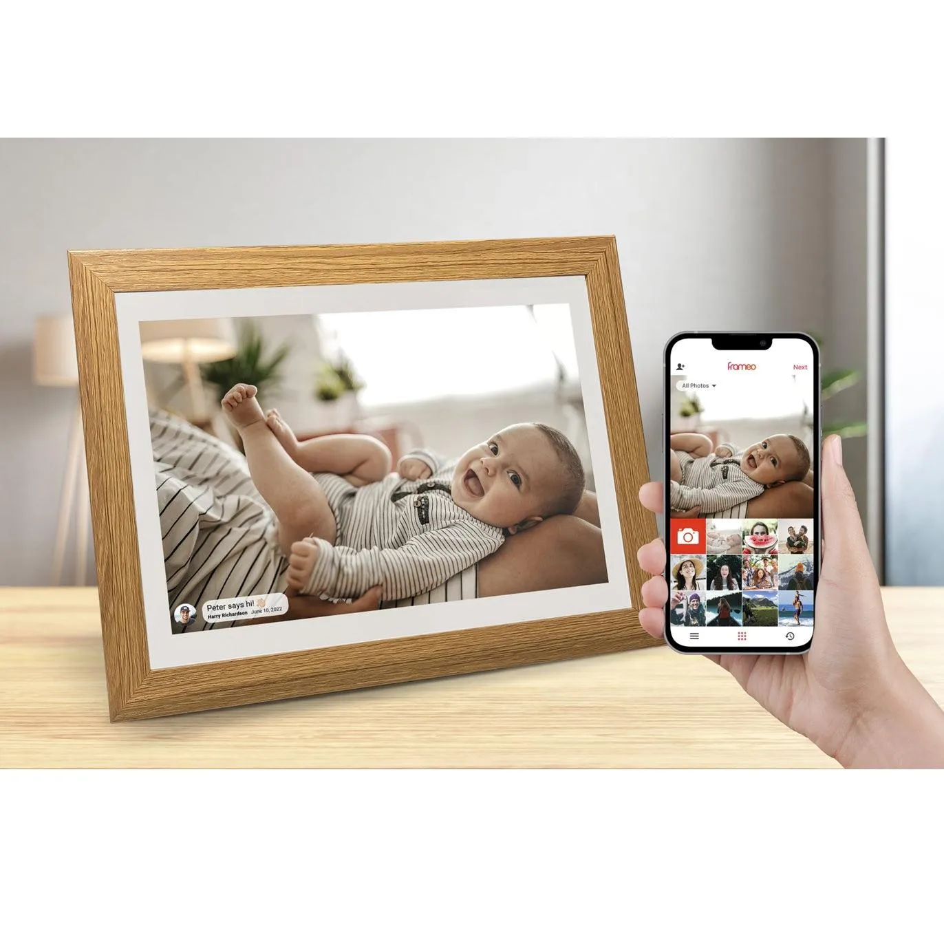 Frameo 15.6 Smart WiFi Digital Photo Frame White Oak