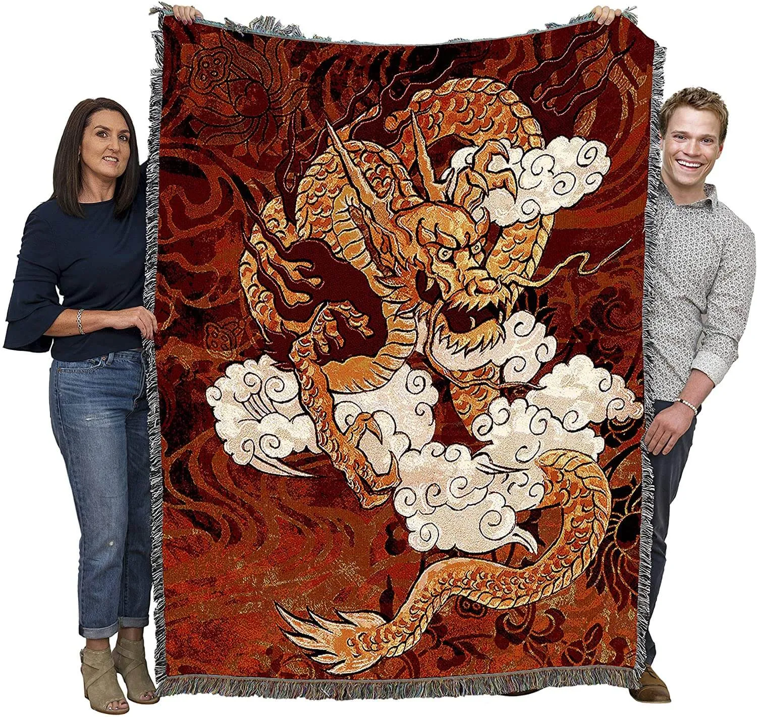 Golden Dragon Tapestry Blanket