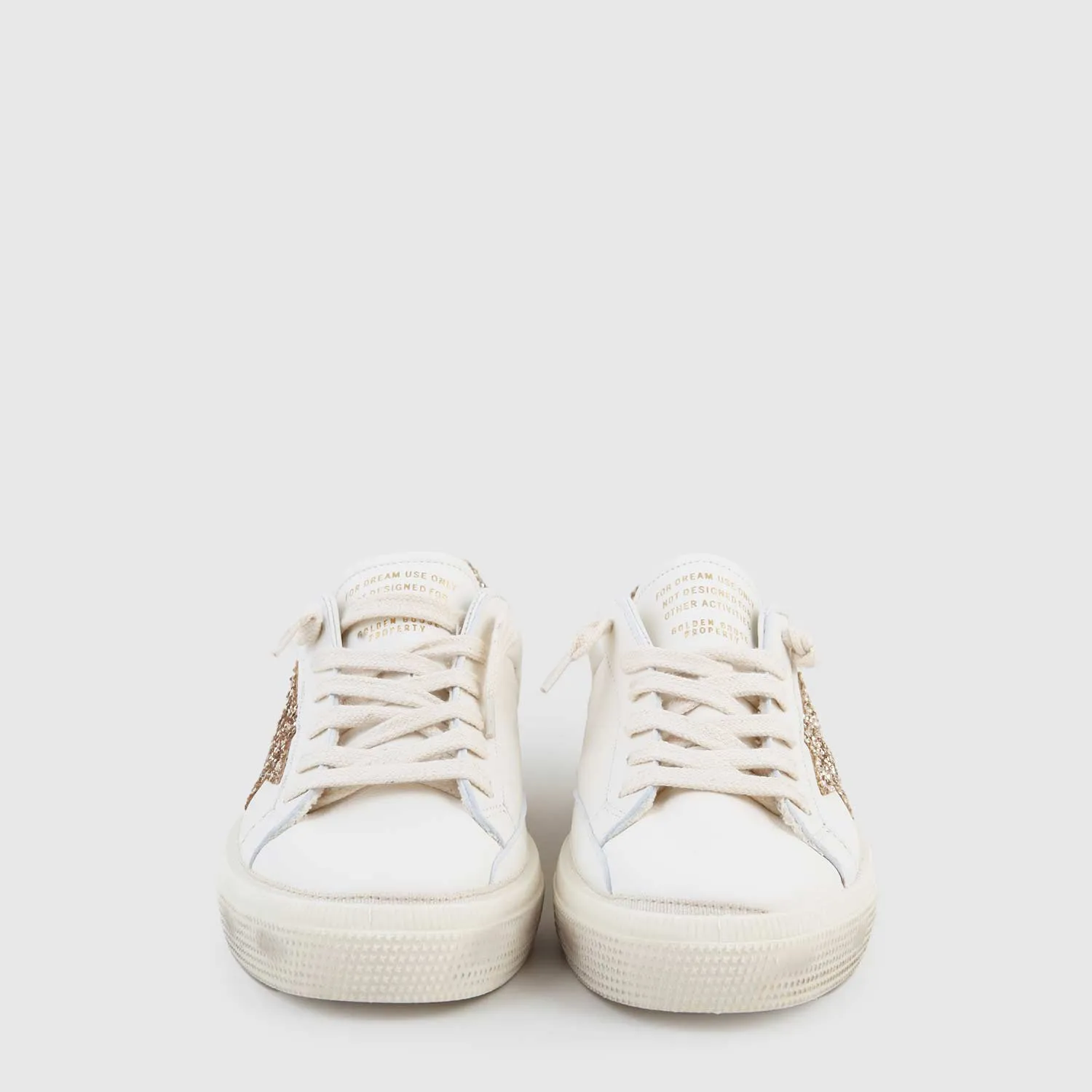 Golden Goose Beige Sneaker And Gold Glitter For Girl