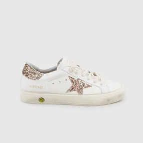 Golden Goose Beige Sneaker And Gold Glitter For Girl