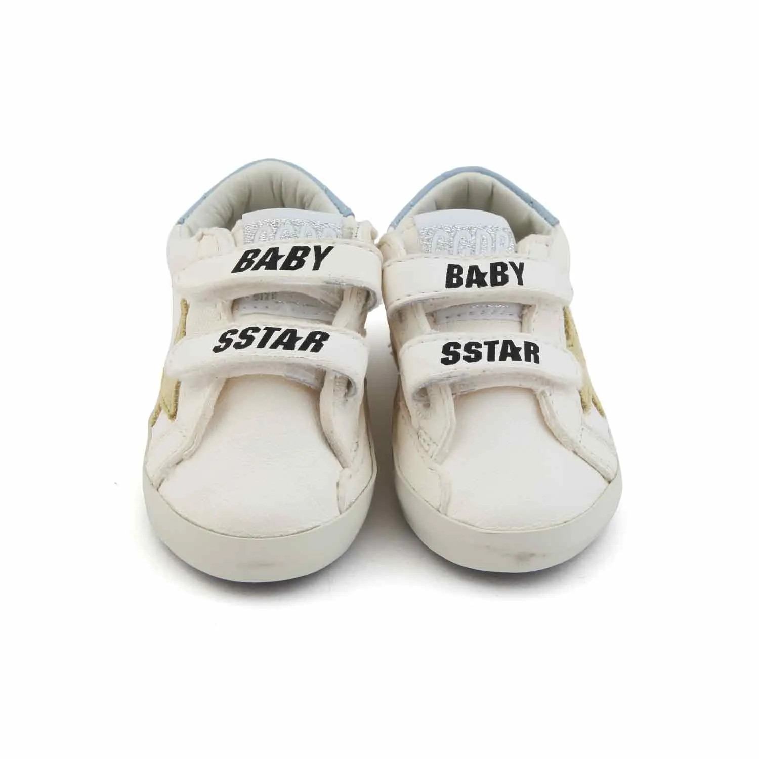 Golden Goose White Ggdb Sstar Sneaker With Gold Star For Baby Girl