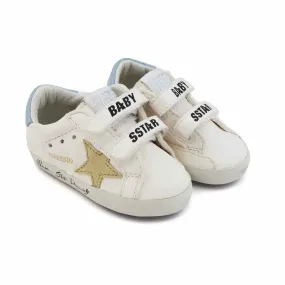 Golden Goose White Ggdb Sstar Sneaker With Gold Star For Baby Girl