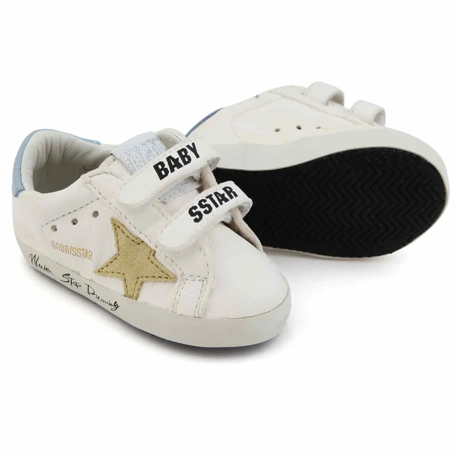 Golden Goose White Ggdb Sstar Sneaker With Gold Star For Baby Girl