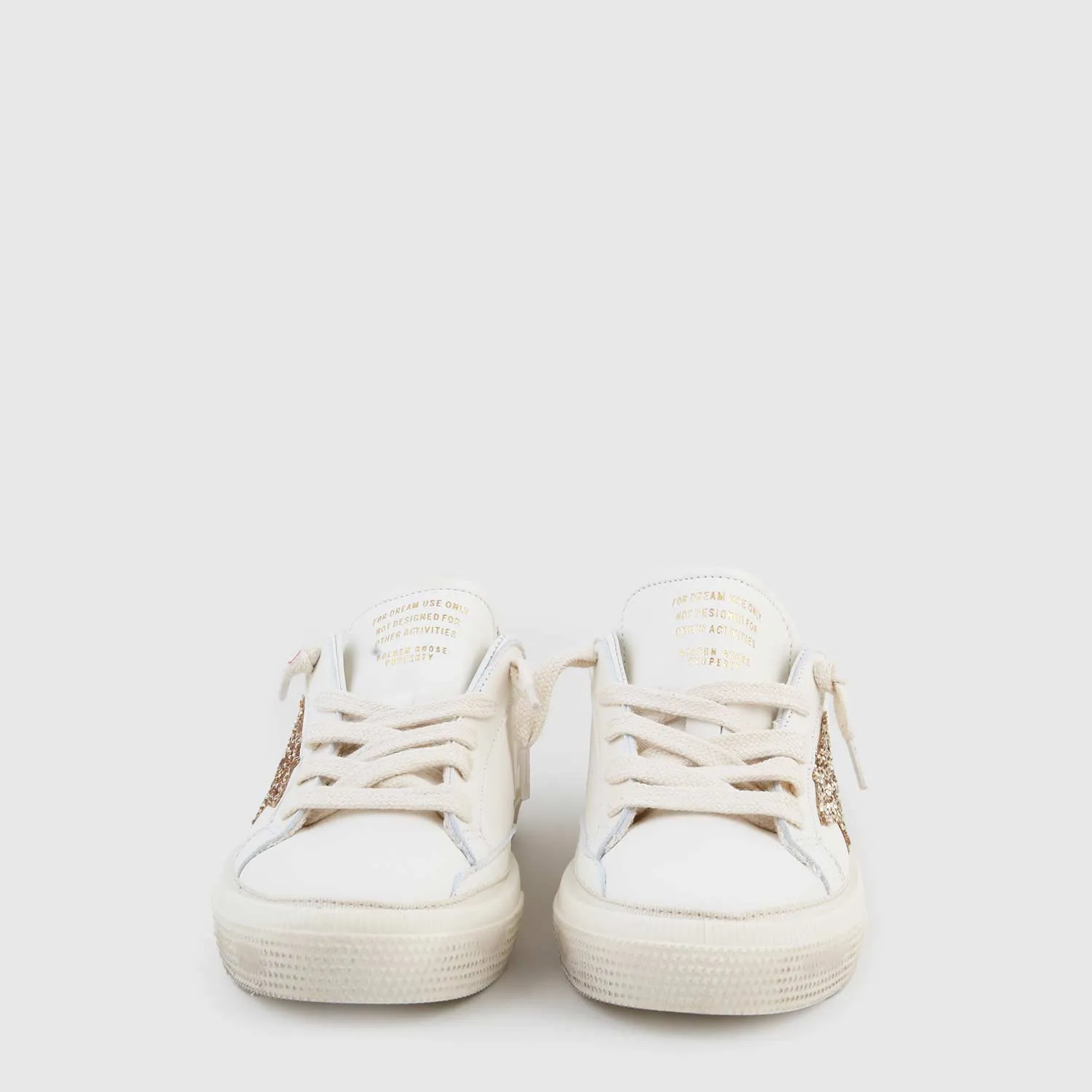 Golden Goose White May Sneaker And Gold Glitter For Girl