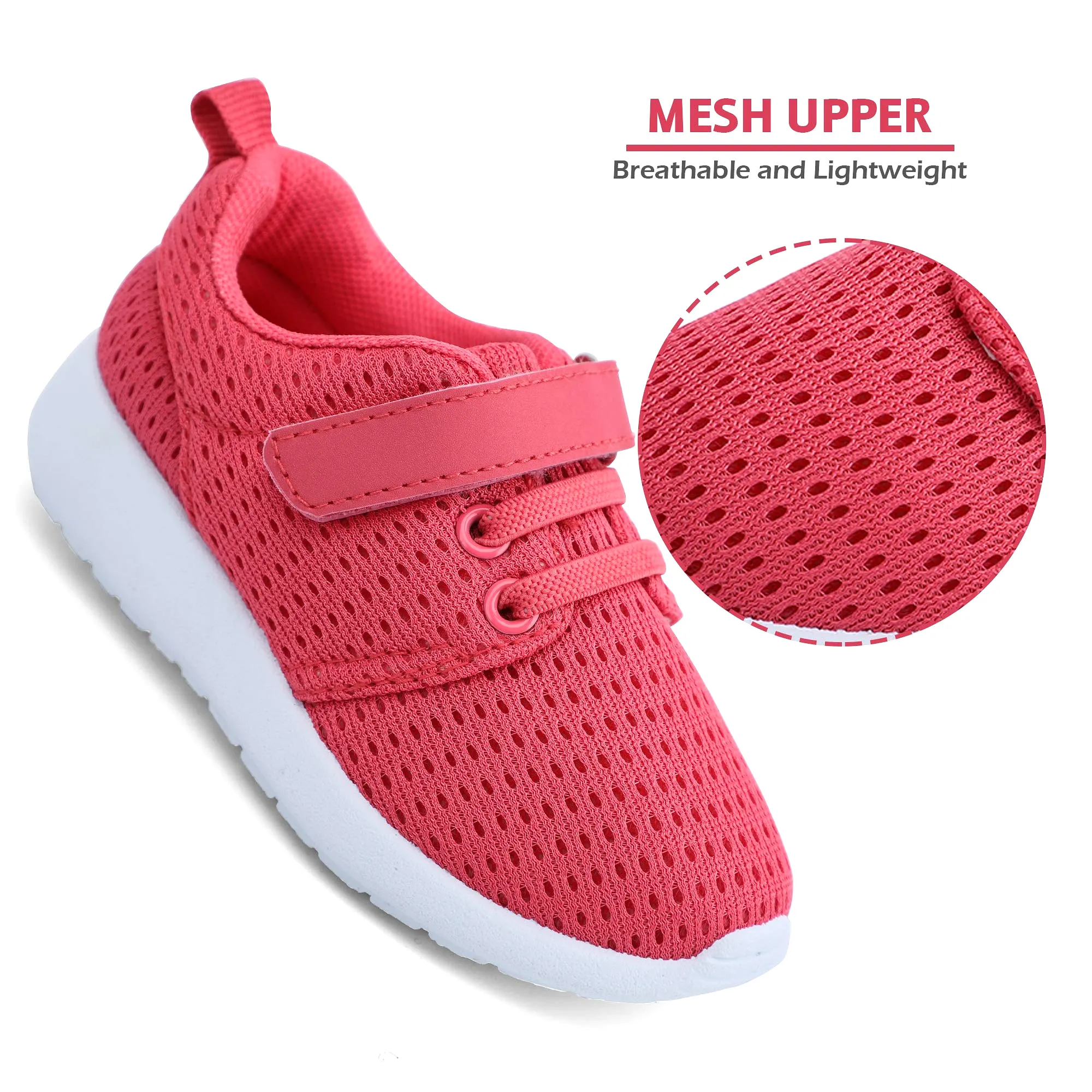 Hiitave Toddler Shoes Girls Lightweight Breathable Sneakers Washable Strap Athletic Tennis Shoes for Running Walking