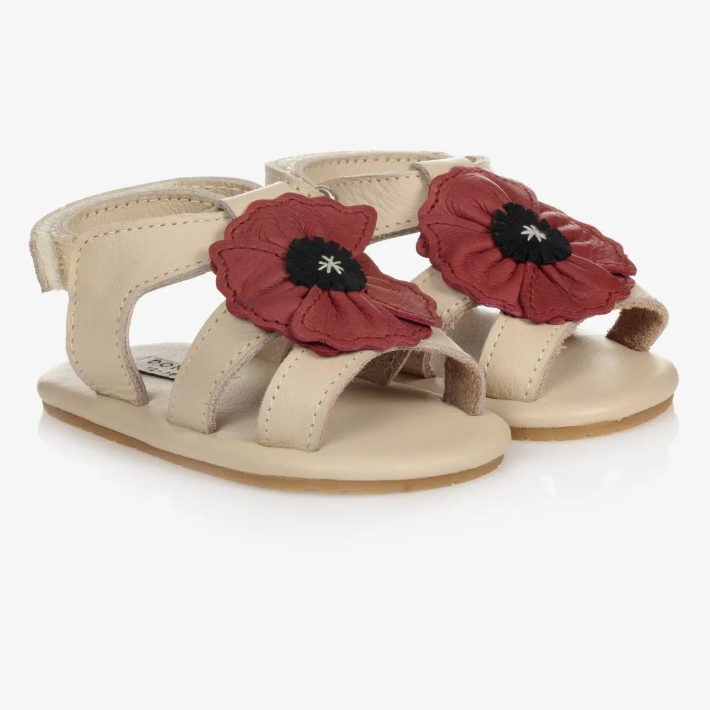 Ivory Leather Baby Sandals